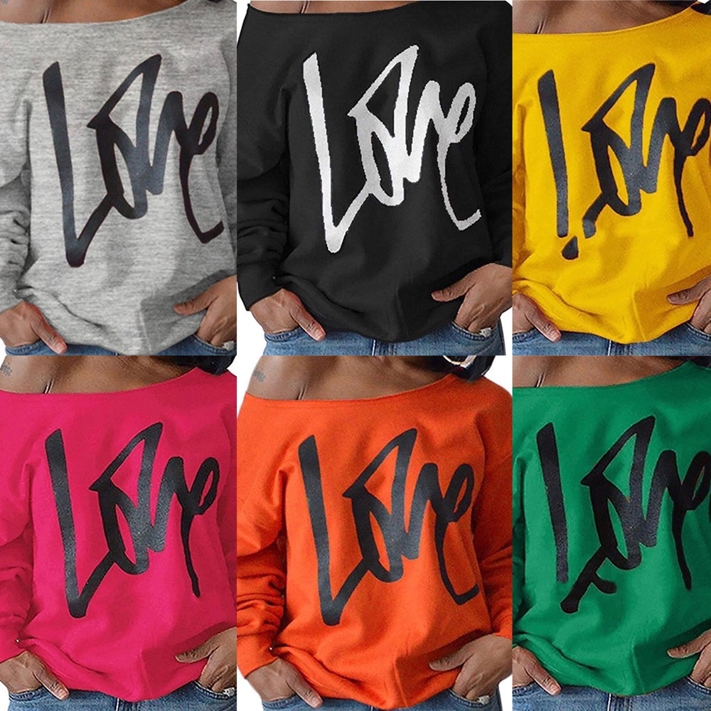 Off the shoulder Love Sweatshirts size S-2x